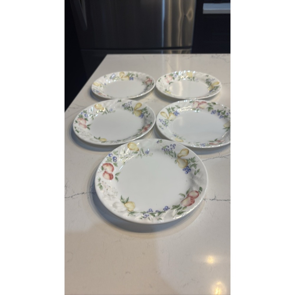 Corelle Chutney Salad Plates 7.25" Fruit Swirl Rim Set of 5
